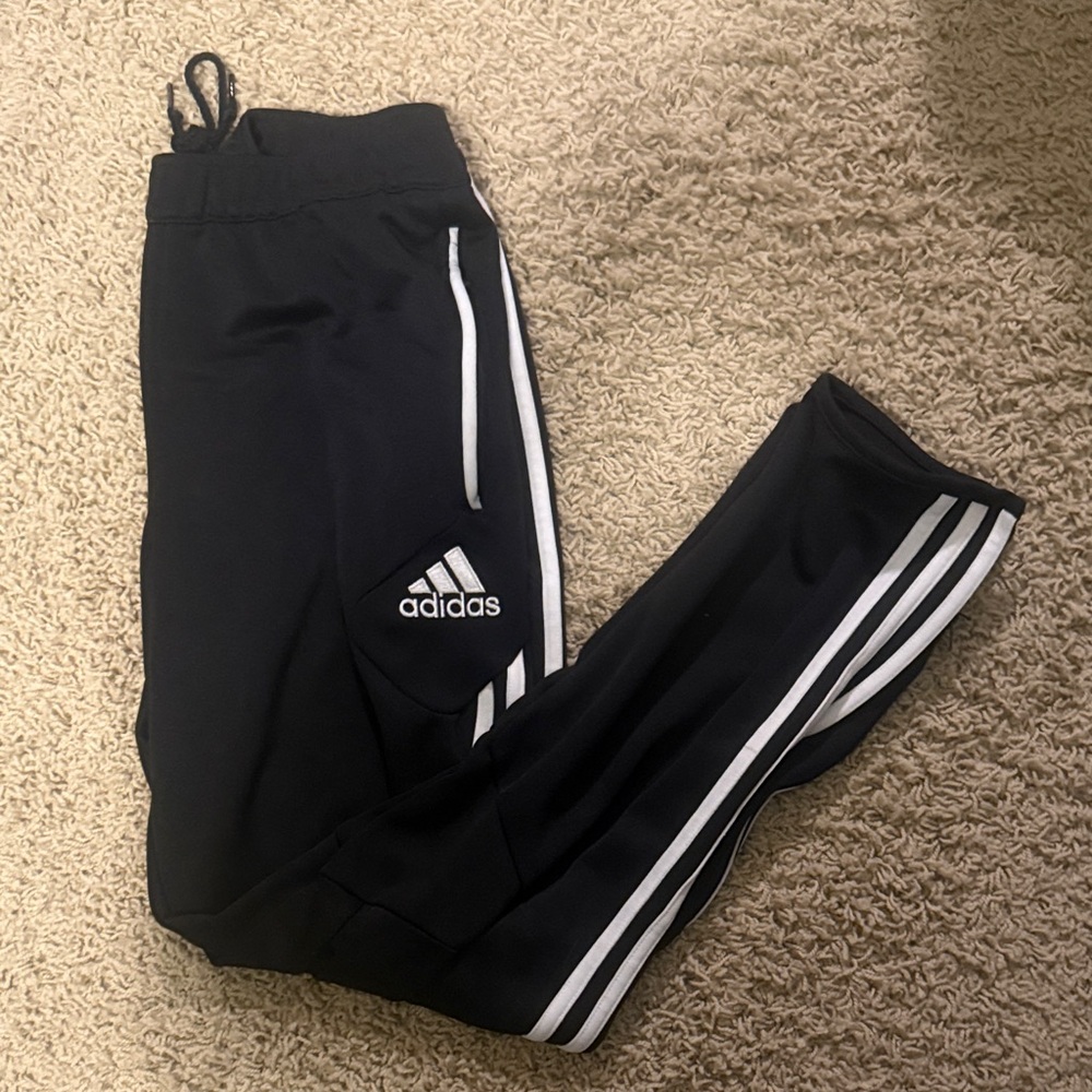Adidas Black Joggers with White Stripes
